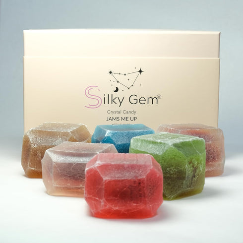 6-Piece Silky Gem Jams Me Up Crystal Candy Collection: Jelly-Filled Assortment Handcrafted Edible Jewelry & ASMR Sweets