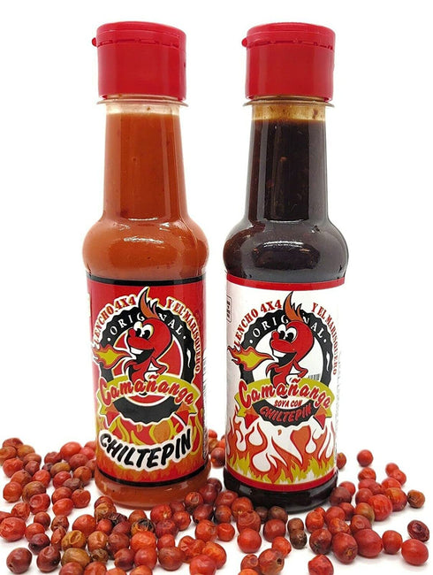 Chiltepin Sonora 4x4 3 Pack, 5 oz , La Camananga Roja y Negra Salsa Seafood Sauce, La Original by Lencho and Marisquero