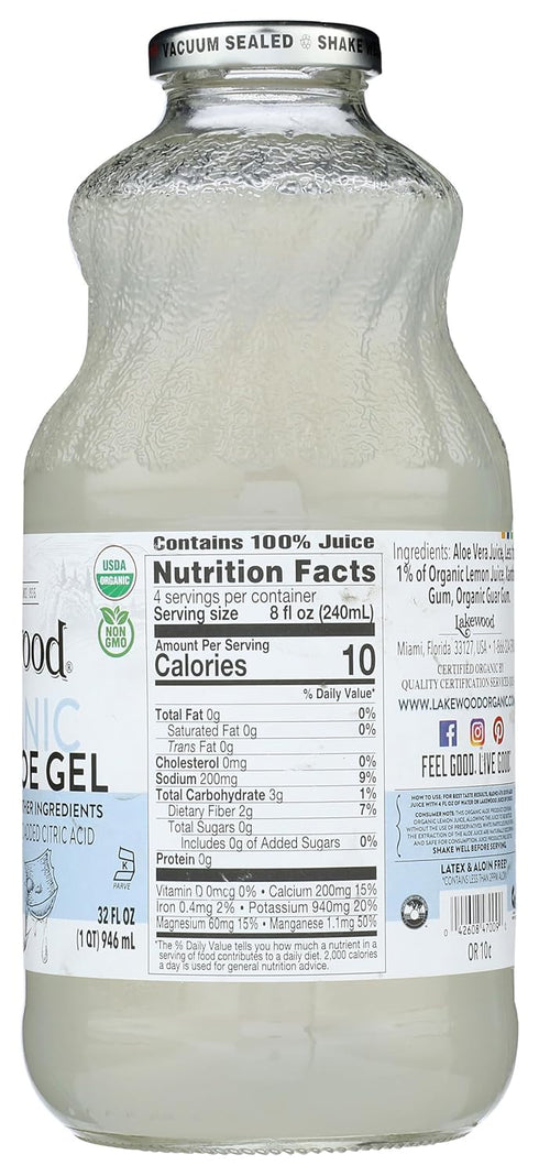 32 Oz Lakewood, Organic Aloe Vera Gel Juice