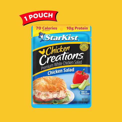 (2.6 oz) (Pack 4) StarKist Chicken Creations Chicken Salad Pouch Fully Cooked High Protein White Meat, Gluten Free, Soy