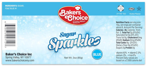 Bakers Choice Sparkling Blue Sugar Sprinkles for Ice Cream Toppings, 3 oz