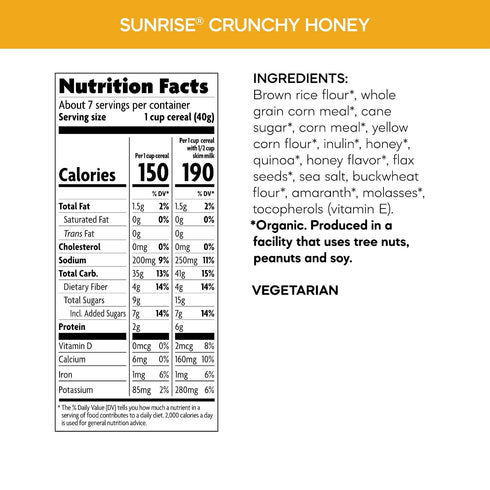 10.6 oz (Pack 6), Nature's Path Organic Sunrise Crunchy Honey Cereal, of Gluten Free, Non-GMO