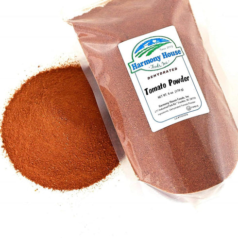 6 oz Premium Dehydrated Tomato Powder, Size Pouch - From Harvest Red Tomatoes by Harmony House Foods