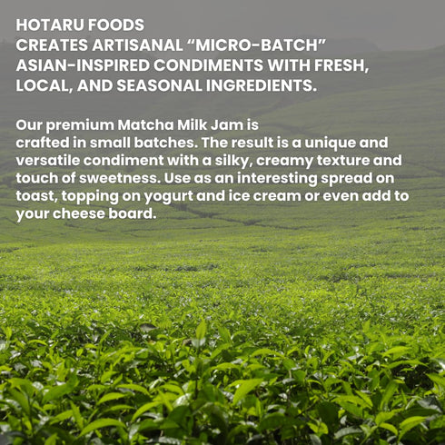 Hotaru Foods 8.81 oz Matcha Milk Jam by | Premium Organic Matcha | Spread | Condiment | |