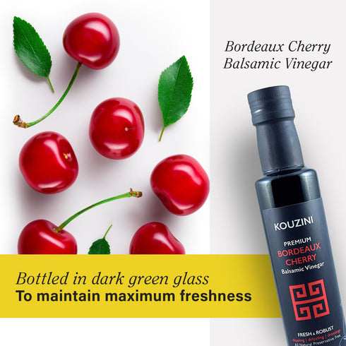 250ml Kouzini Ultra Premium Bordeaux Cherry Balsamic Vinegar, Aged Balsamic Vinegars from Modena, Italy, Premium