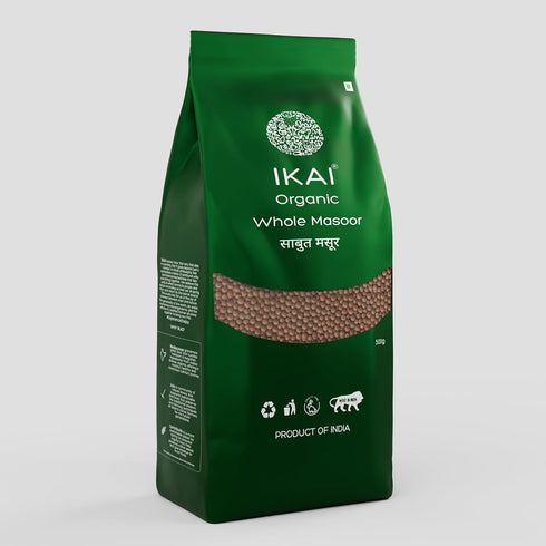 Packet) Pack) 500gm Pack) IKAI Organic Masoor Dal Unpolished (Single + Organic Brown Sugar (Single | Each | (Combo
