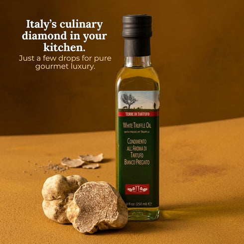 8.4 oz (250 ml), Terre di Tartufo White Truffle Oil, fl Italian Truffle Olive Oil, Gourmet Finishing Oil, Infused Olive