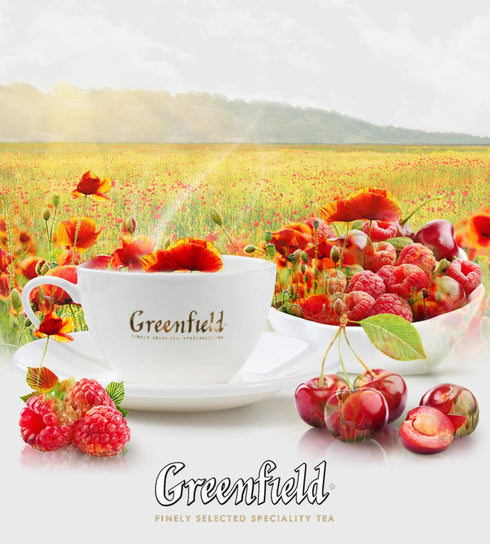 Summer 100 Greenfield Herbal Tea Bouquet - Caffeine-Free Hibiscus Raspberry Rosehip Fruit Tea, Individually Wrapped Tea