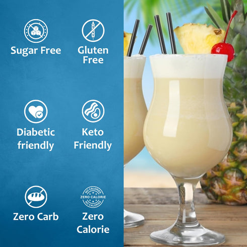 25.4 oz, Syruvia Sugar Free Pina Colada Syrup, Flavored Syrup for Cocktails, Drinks, Lemonades, Iced Teas, and Desserts