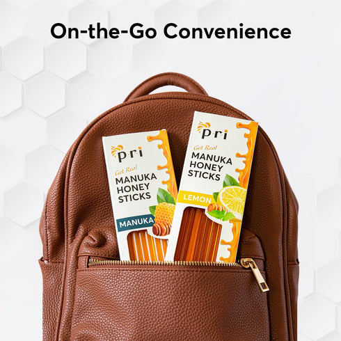 P.R.I Manuka Honey Sticks, Certified MGO 60+, Raw New Zealand Manuka Honey, 10ct, Perfect for On-the-Go