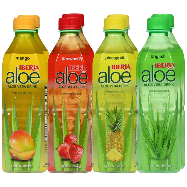 Iberia Aloe Vera Drink with Pure Aloe Pulp, Variety, (Pack of 8)
