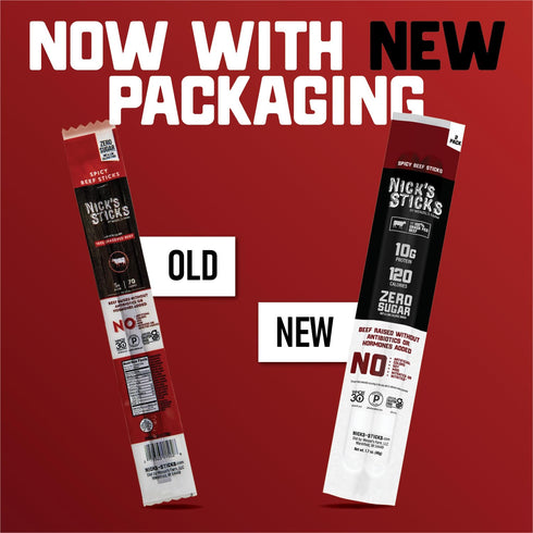 100% Whole30 (6 1.7oz. Packs 2 Nick's Sticks Clean & Balanced Grass-Fed Spicy Beef Snack Sticks | Made in the USA |