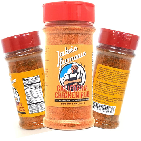 Jake's Famous California Chicken Rub - Gluten Free, MSG Free, Dry Rub, Chicken Seasoning with Turmeric, 5 Oz, Pack of 1