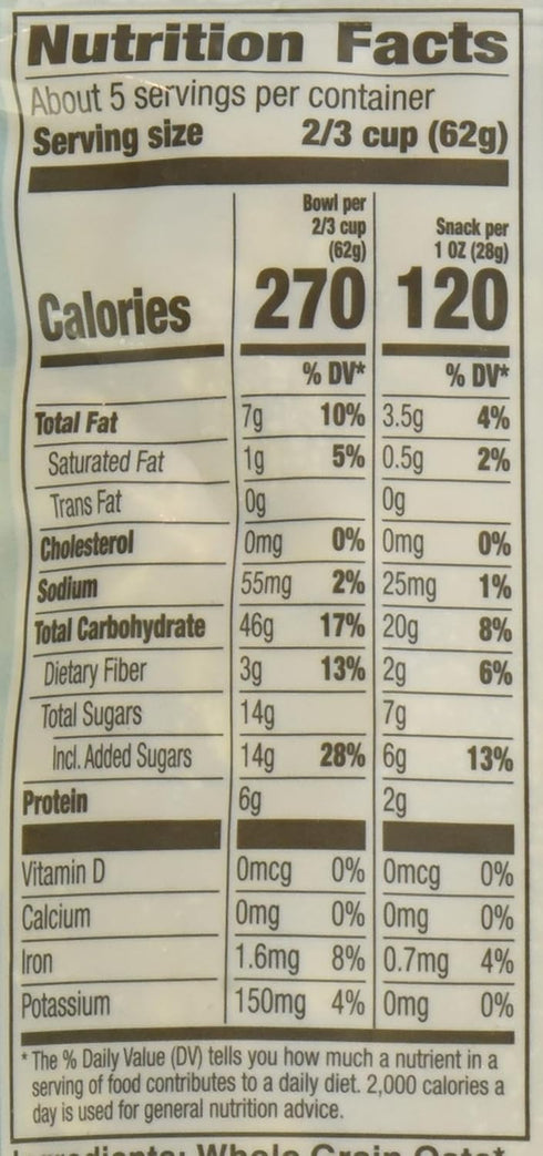 Cascadian Farm 11 (Pack 4) Organic Oats And Honey Granola, Non GMO, Ounces