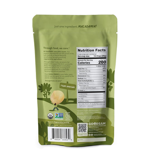 4oz 23g 1g GoodSAM Small Farms Organic Raw Macadamia Nuts Snack Size | Creamy & Buttery | One Ingredient, Zero