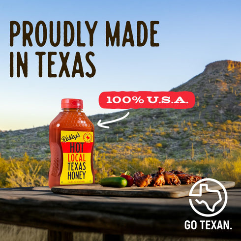12 Oz 100% Kelley's Hot Honey, Unfiltered Raw Honey Infused with Chili Pepper Rich Flavor for BBQ, Fried Chicken