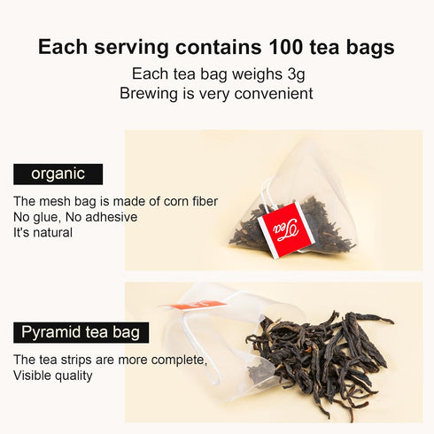 XIHETANK 100 Count 100% Black Tea Bags - Individually Wrapped for Fresh & Smooth Taste. Ancient Tree Chinese Black Tea