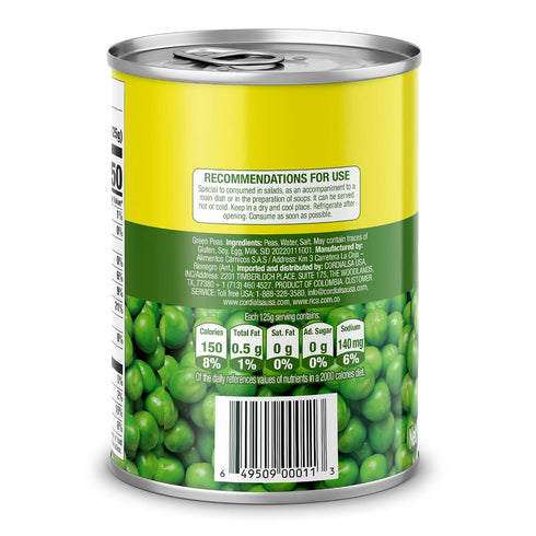 15 oz (Pack 12) Rica Rondo Green Peas, Canned Vegetables, Can