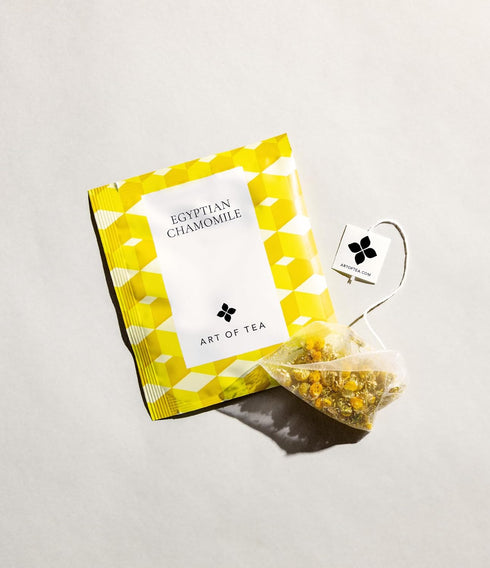 Art of Tea Organic Egyptian Chamomile Tea Bags, Caffeine Free Herbal Tea, 50 Eco-Friendly Pyramid Sachets
