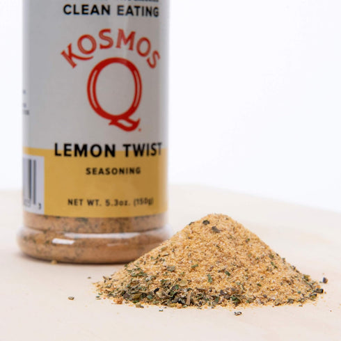 Kosmos Q Lemon Twist Seasoning, Zesty Lemon Pepper Spice Mix for Chicken, Fish, Veggies & More, 5.3 Oz Shaker Bottle
