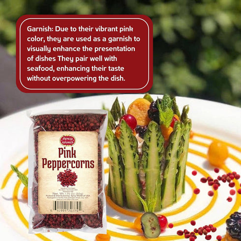 Spicy World Whole Pink Peppercorns, 1.75Oz Bag - Premium Quality, Vegan, Steam Sterilized