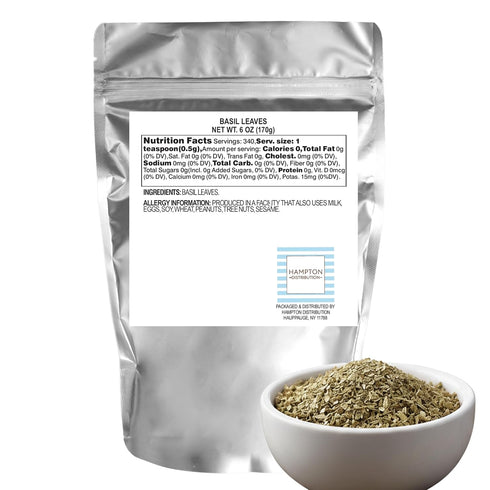 6 Basil Leaves, Ounce Resealable Bag, Hampton Distribution