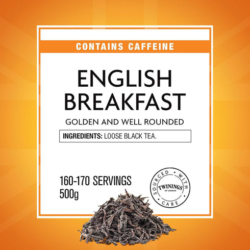 17.64 (500g) Twinings English Breakfast Loose Leaf Black Tea, Ounce Tin, Caffeinated, Enjoy Hot or Iced