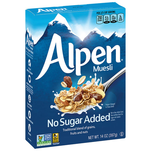 Three Sisters 14 Alpen Muesli Cereal, No Sugar Added, Ounce