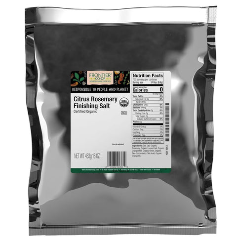 Frontier Co-op Organic Citrus Rosemary Finishing Salt, 1lb Bulk Bag - Zesty