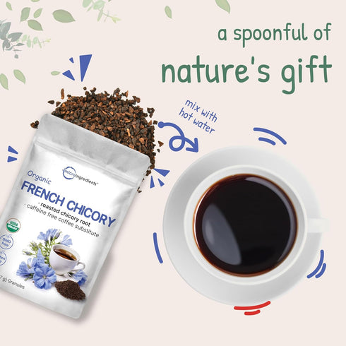 2lbs Organic French Chicory Root, | Roasted Chicory Granule | Brews like Regular Coffee | Caffeine Free Coffee
