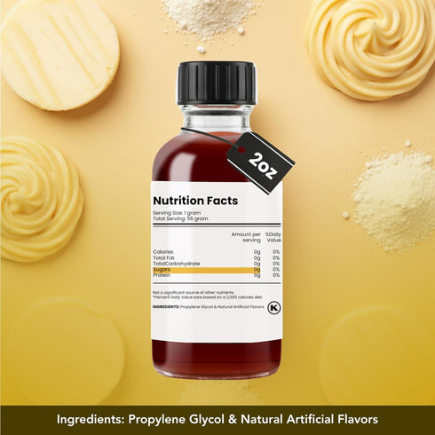 2 Dolce Flav Butter Extract Ounce Water-Soluble Kosher, Sugar-Free, Concentrated Imitation Butter Flavor for Baking