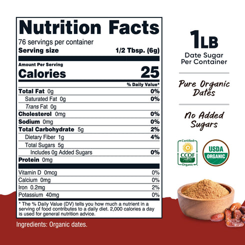 (1LB) Nutricost Organic Date Sugar - USDA Organic, Vegan, GMO-Free. Pantry
