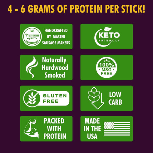 30-Pack Pack Jerky.com Jerky Variety Meat Sticks - Low Carb, High Protein Snacks | Keto Friendly, Gluten Free | Bonus