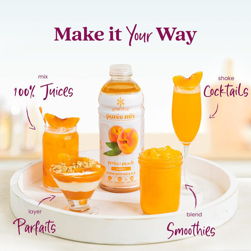 100% B6, B12 48oz Smartfruit Perfect Peach + Energy Real Fruit Pure with Peach, Apple & Pineapple Great for Smoothies
