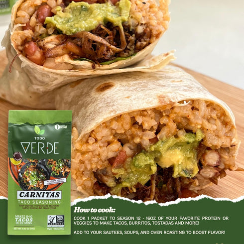 Packets (3 Pack) Carnitas Taco Seasoning - Todo Verde | Chef Curated Blends with Porcini Mushroom & Black Garlic |