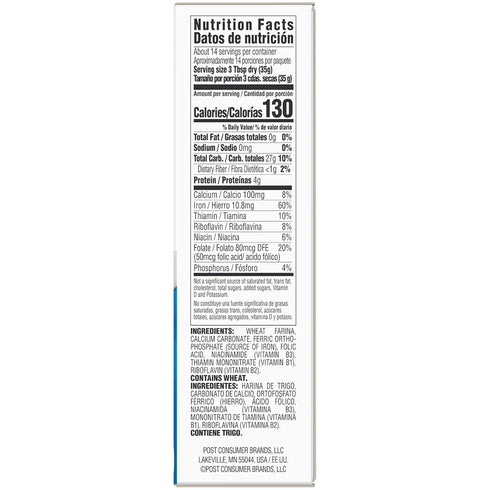 18 Malt-O-Meal Farina, Original Farina Breakfast Cereal, Quick Cooking, Ounce