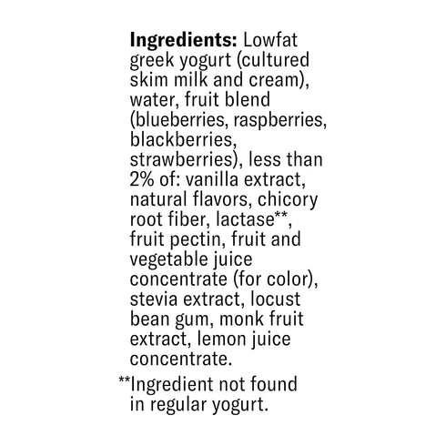20g 10 oz Chobani Low-Fat Greek Yogurt Drink Mixed Berry Vanilla fl