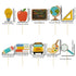 Mulukaya 30Pcs Back to School Themed Cupcake Toppers, Blackboard Pencil Ruler School Bus Cake Picks