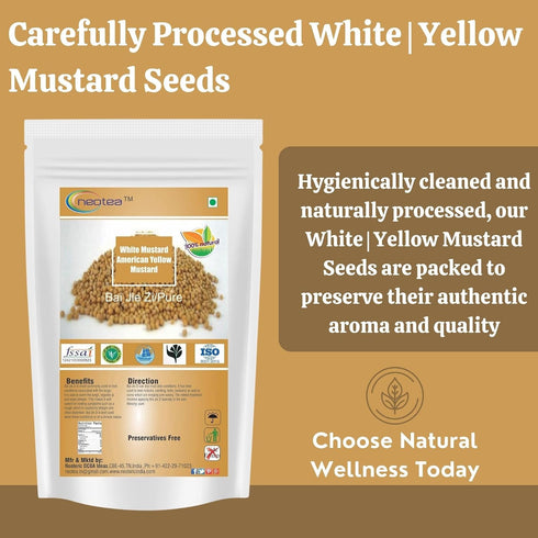 100g 100% Neotea Mustard Seeds | White & Yellow Rai Seeds | Raw, Non-GMO, Gluten-Free | Sourced from India | Ideal