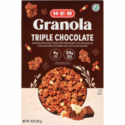 HEB Triple Chocolate Granola 14 oz 2 Boxes