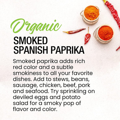 The Spice Lab Organic Smoked Paprika - Vegan Gourmet Spanish Paprika Powder in 1.9 oz French Jar, USDA Organic, Vegan,