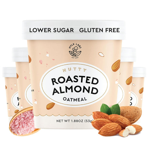 Mylk Labs Roasted Almond Protein Oatmeal Cups, Whole Grain, Low Sugar, High