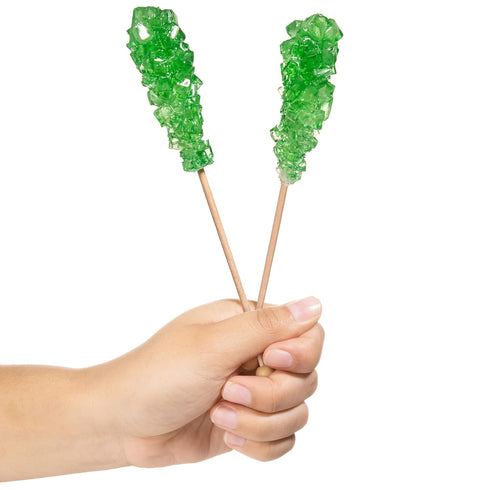 36 Candy Envy - Green Caf Sugar Sticks Mini Rock Candy - Individually Wrapped Drink Stirrers - Lime Flavored