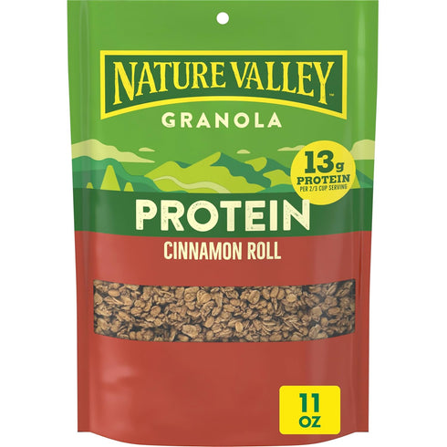 Nature Valley Protein Granola, Cinnamon Roll Flavor, Resealable Snack Pouch, 11 oz