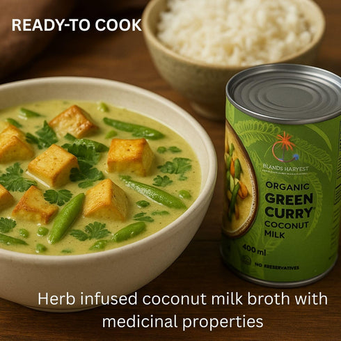 Pack 6 Islands Harvest Organic Green Curry Coconut Milk of - Vegan, Kosher, Halal, Non-GMO, USDA Organic - No Added