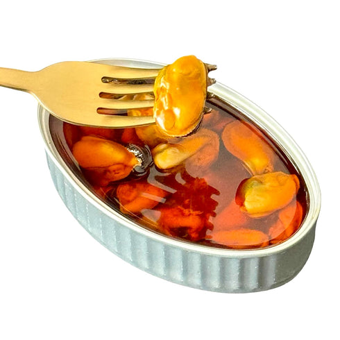 TEAMORE 4 oz, Pack 6 Fantis Mussels in Pickled Sauce Premium Mussels from Spain, Gourmet Canned Seafood, Mediterranean