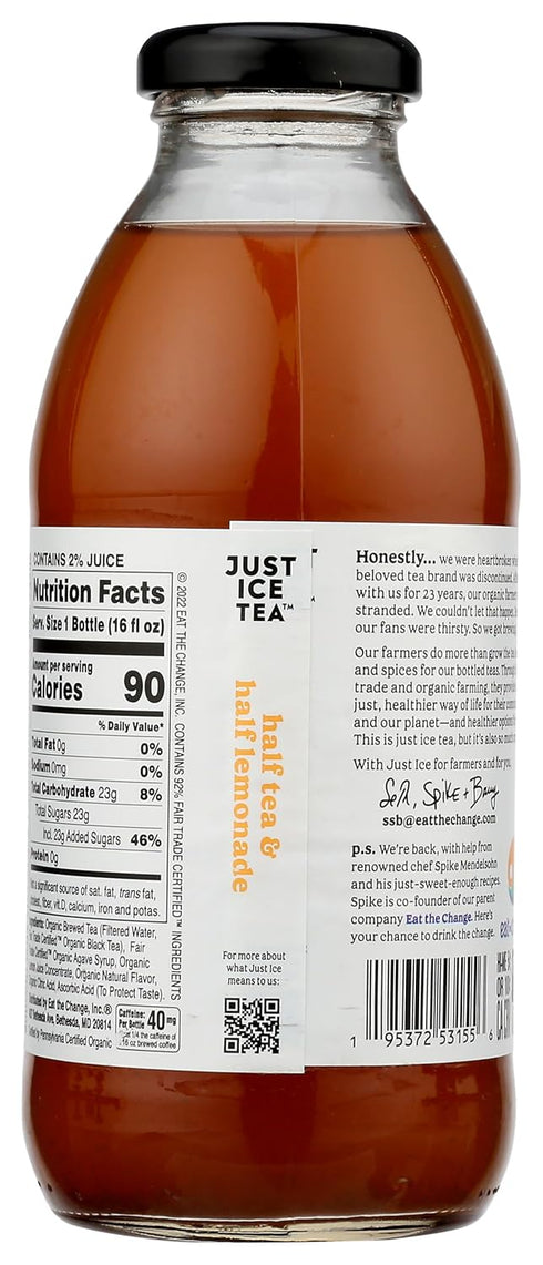 16 Oz Just Ice Tea, Tea Half And Half Lemonade Organic, Fl