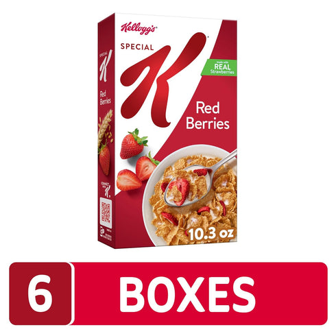 (6 Kellogg's Special K Breakfast Cereal, Family Breakfast, Fiber Cereal, Red Berries Boxes)
