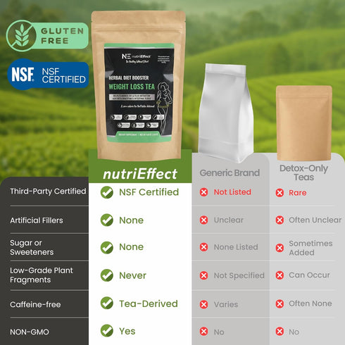 7-Herb 50 NutriEffect Weight Loss Detox Tea Rooibos & Nettle Herbal Slim Tea for Metabolism Support, Bloating Relief
