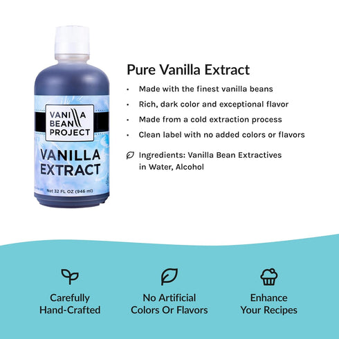 4 Pure Vanilla Extract | Cooking and Baking Necessity | Vanilla Bean Project | Ounce